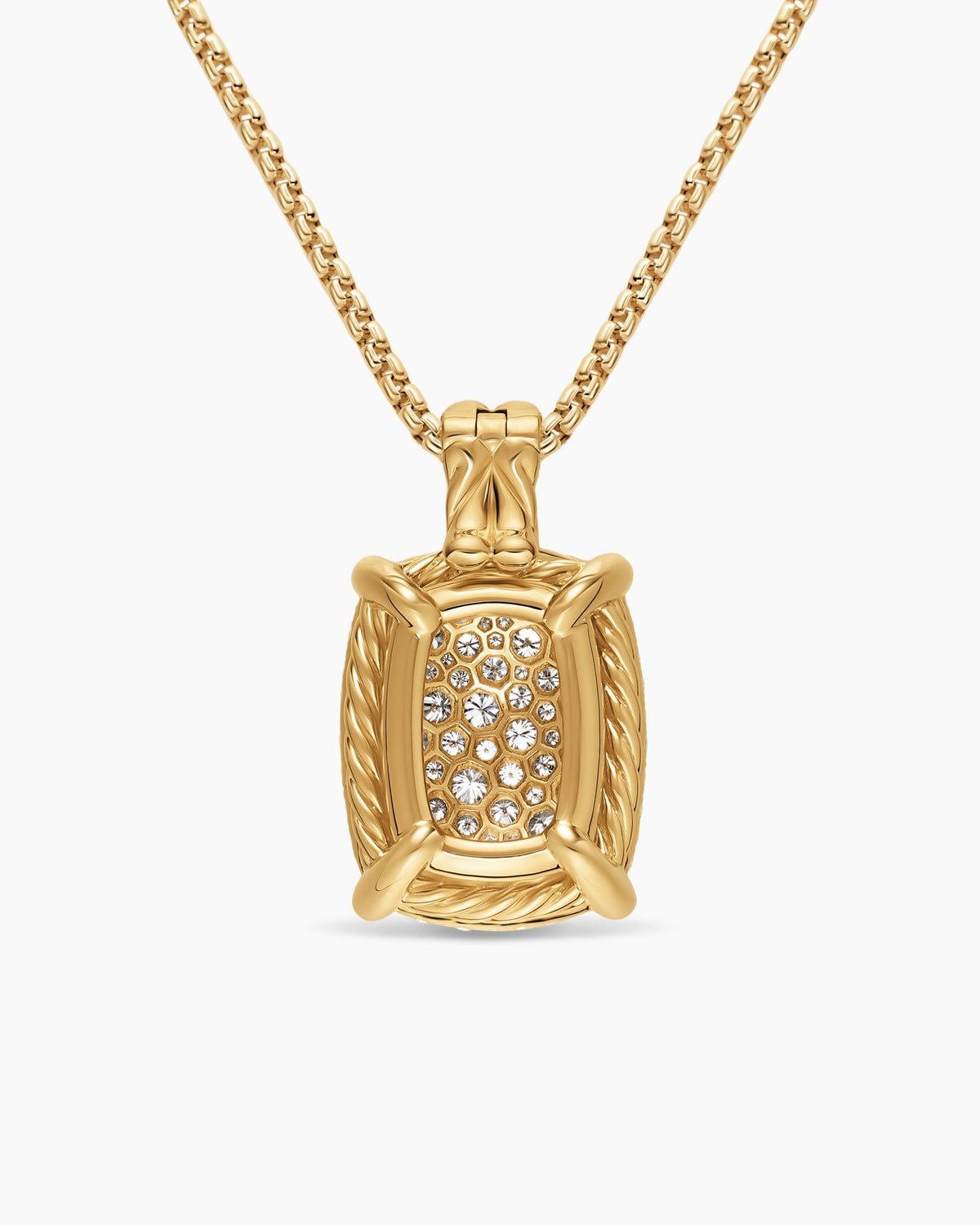 David Yurman Chatelaine® Elongated Pendant Necklace in 18K Yellow Gold with Diamonds, 19mm David Yurman Women’s