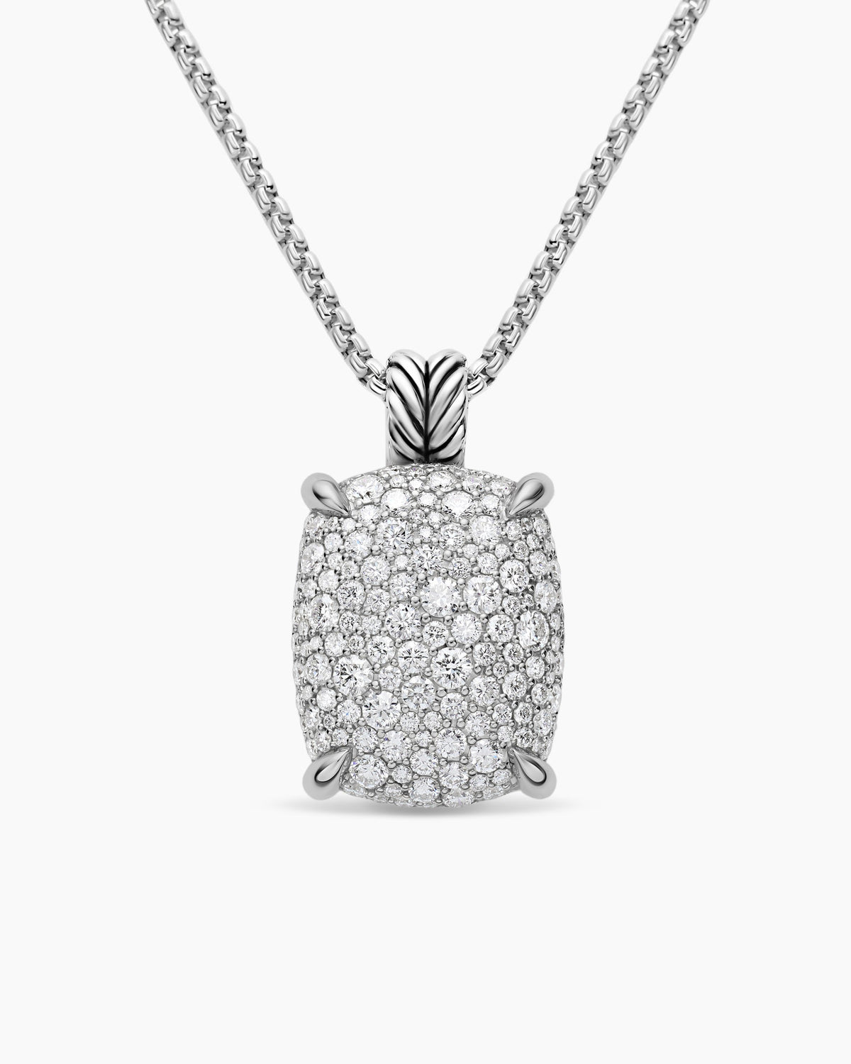 David Yurman Chatelaine® Elongated Pendant Necklace in Sterling Silver with Diamonds, 19mm David Yurman Women’s