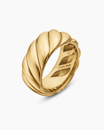 David Yurman Sculpted Cable Band Ring in 18K Yellow Gold, 9mm David Yurman Women’s