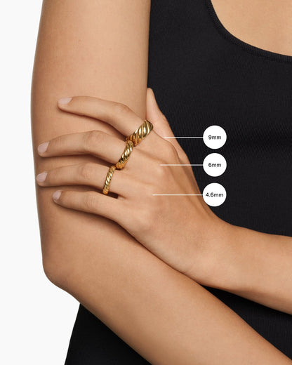 David Yurman Sculpted Cable Band Ring in 18K Yellow Gold, 9mm David Yurman Women’s