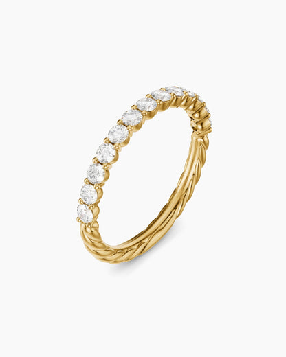 David Yurman Petite Pavé Band Ring in 18K Yellow Gold with Diamonds, 2.3mm David Yurman Women’s