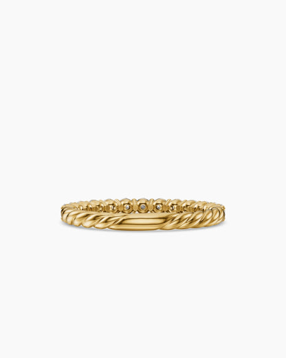 David Yurman Petite Pavé Band Ring in 18K Yellow Gold with Diamonds, 2.3mm David Yurman Women’s