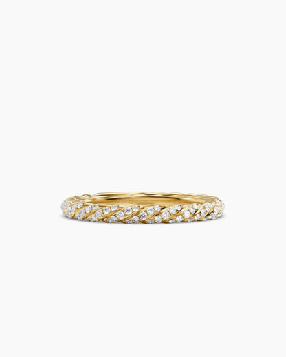 David Yurman Petite Pavé Band Ring in 18K Yellow Gold with Diamonds, 2.5mm David Yurman Women’s