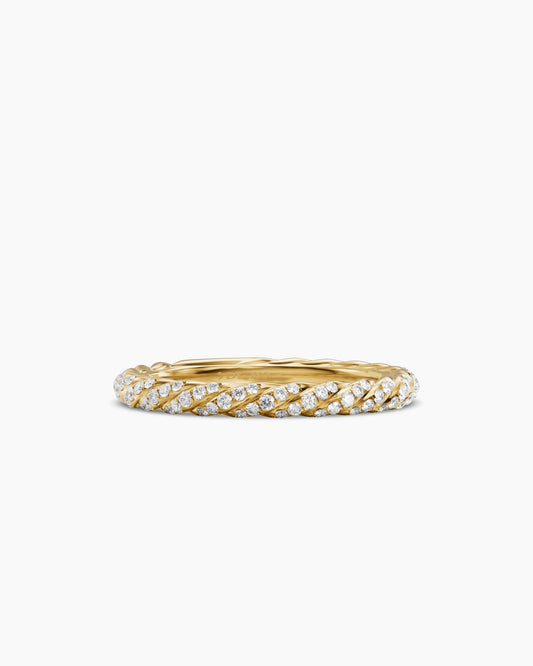 David Yurman Petite Pavé Band Ring in 18K Yellow Gold with Diamonds, 2.5mm David Yurman Women’s