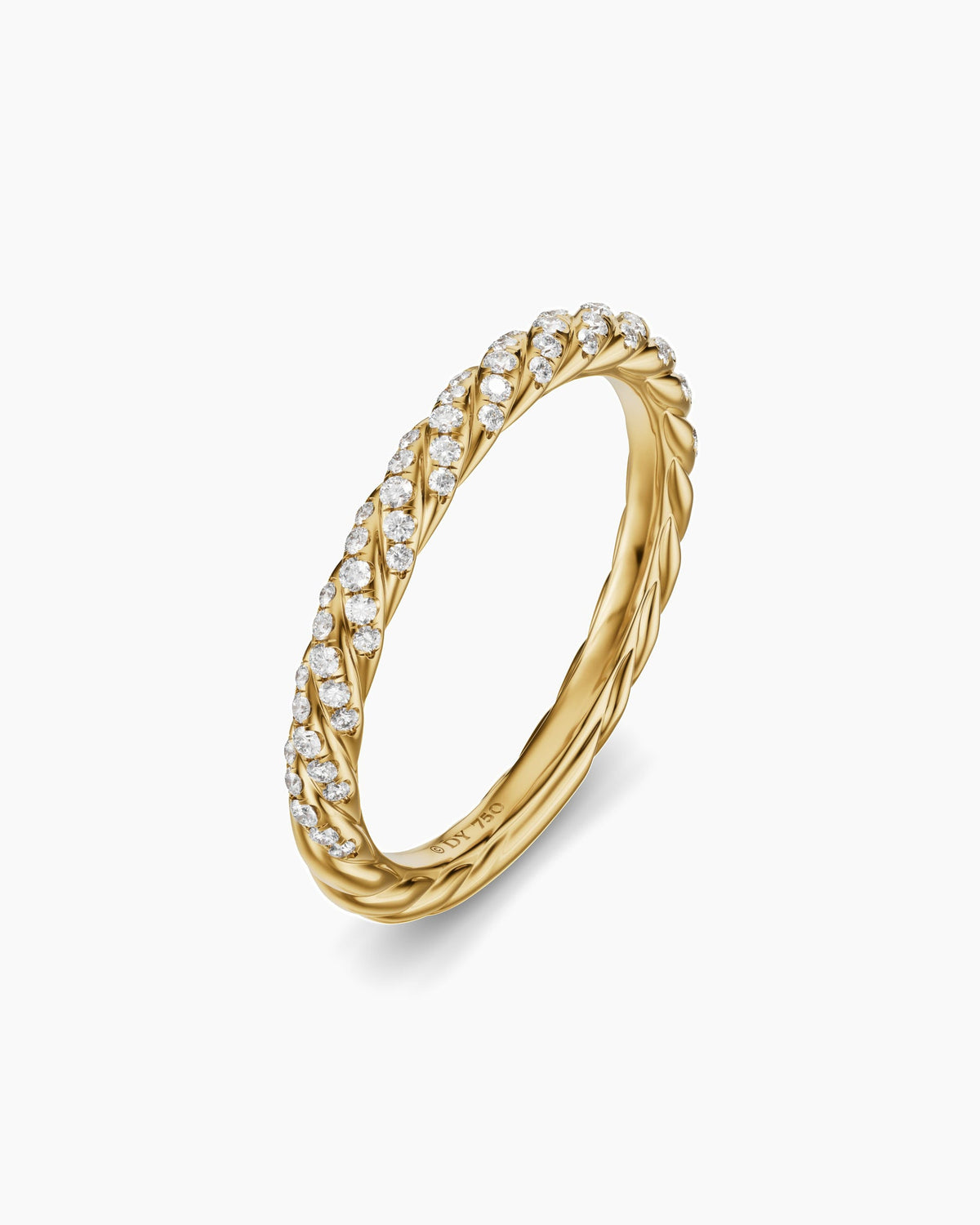 David Yurman Petite Pavé Band Ring in 18K Yellow Gold with Diamonds, 2.5mm David Yurman Women’s