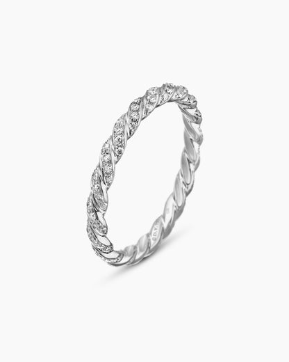David Yurman Pavé Petite Band Ring in 18K White Gold, 2.8mm David Yurman Women’s