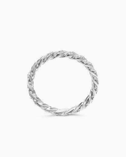 David Yurman Pavé Petite Band Ring in 18K White Gold, 2.8mm David Yurman Women’s