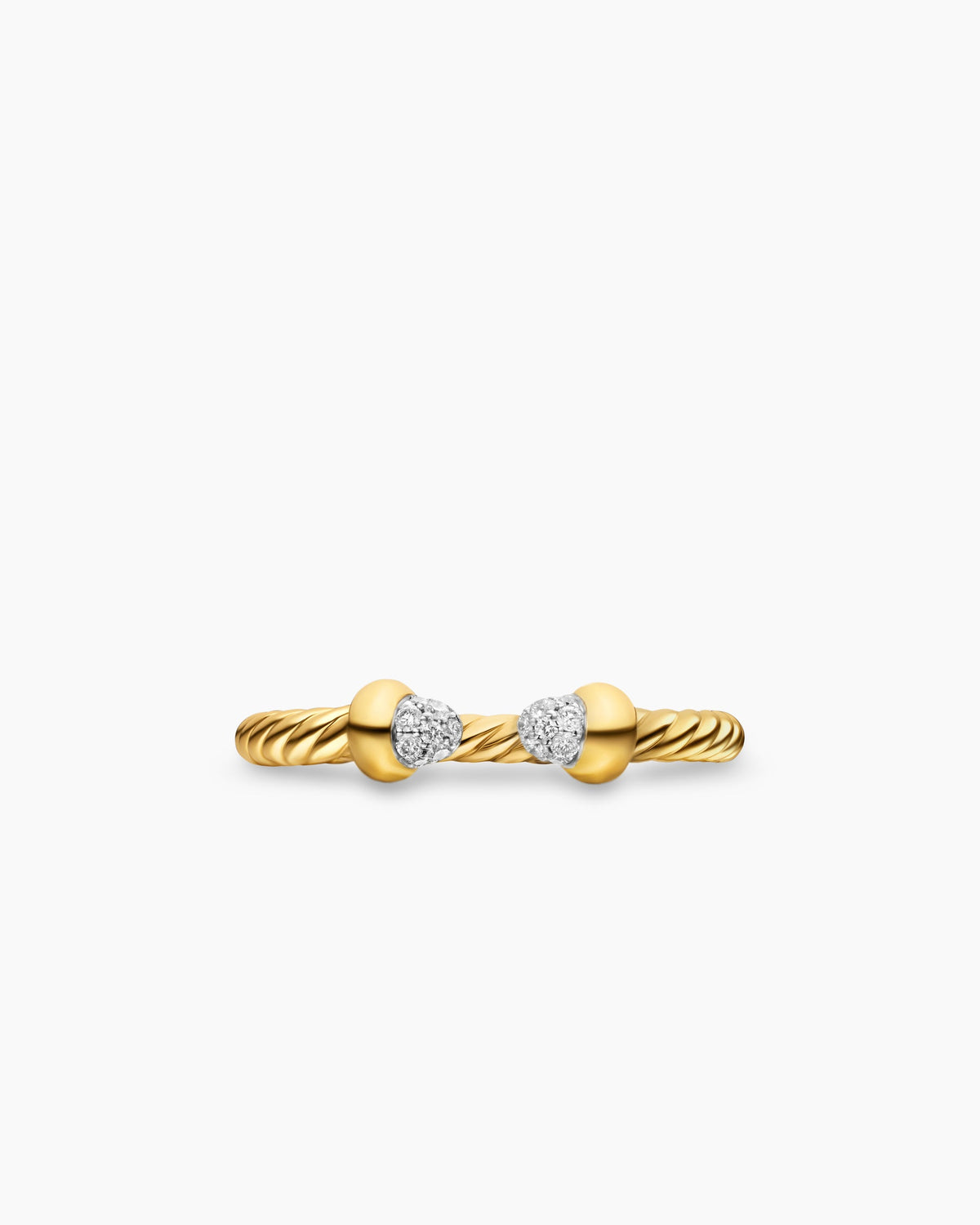 David Yurman Micro Cablespira Flex Open Ring in 18K Yellow Gold with Pavé Domes, 2.5mm David Yurman Women’s
