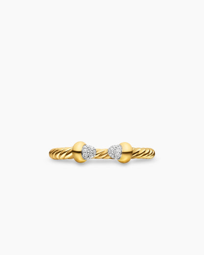 David Yurman Micro Cablespira Flex Open Ring in 18K Yellow Gold with Pavé Domes, 2.5mm David Yurman Women’s