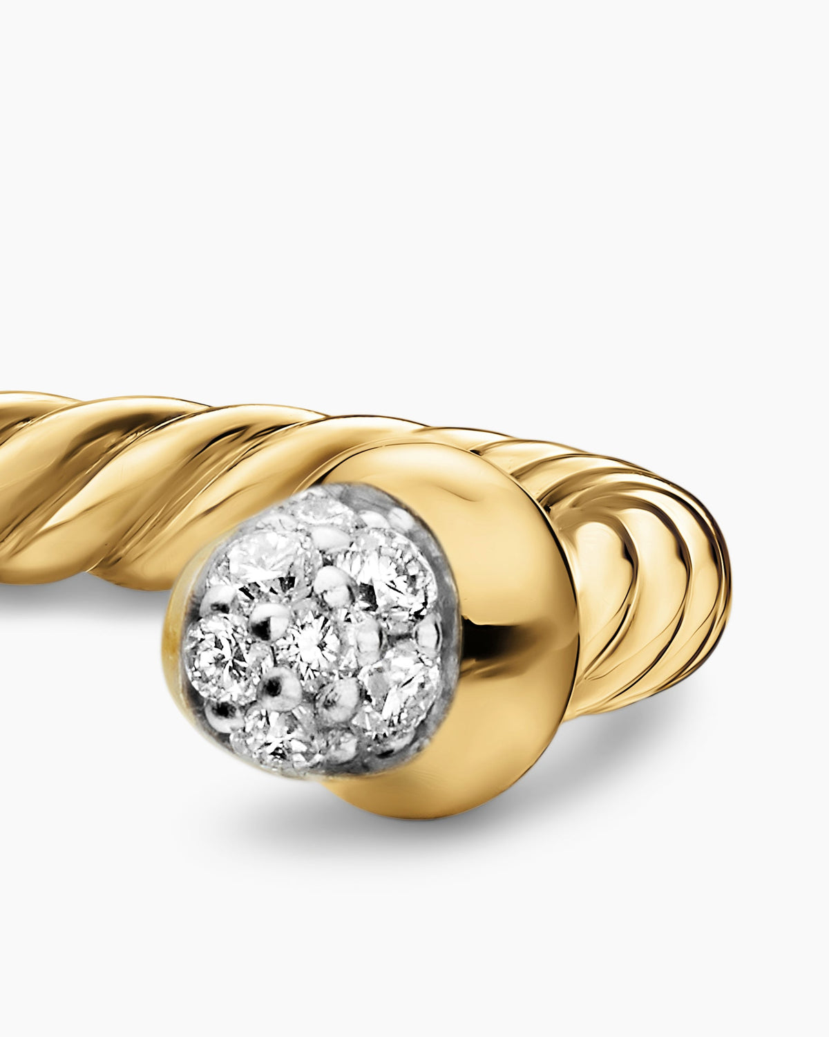 David Yurman Micro Cablespira Flex Open Ring in 18K Yellow Gold with Pavé Domes, 2.5mm David Yurman Women’s