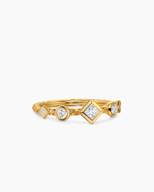 David Yurman Cable Band Ring in 18K Yellow Gold with Diamonds, 1.7mm David Yurman Women’s