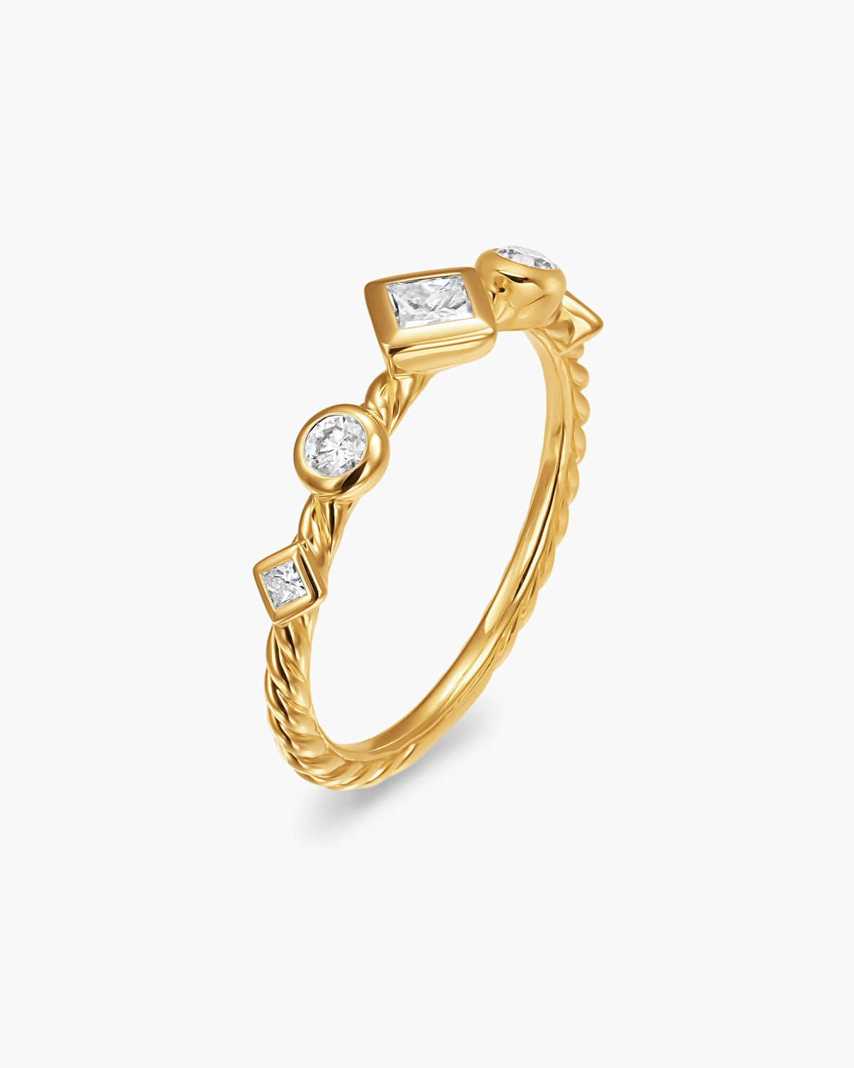 David Yurman Cable Band Ring in 18K Yellow Gold with Diamonds, 1.7mm David Yurman Women’s