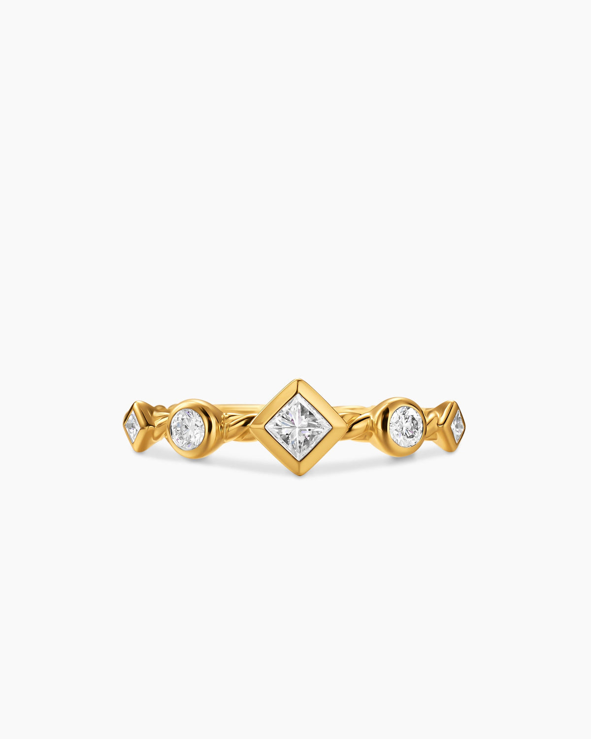 David Yurman Cable Band Ring in 18K Yellow Gold with Diamonds, 1.7mm David Yurman Women’s