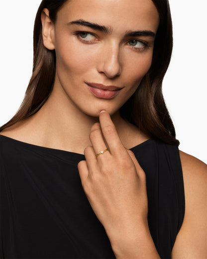 David Yurman Cable Stack Ring in 18K Yellow Gold with Diamond, 1.7mm David Yurman Women’s