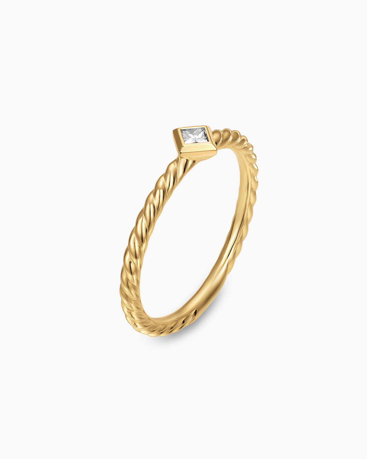 David Yurman Cable Stack Ring in 18K Yellow Gold with Diamond, 1.7mm David Yurman Women’s