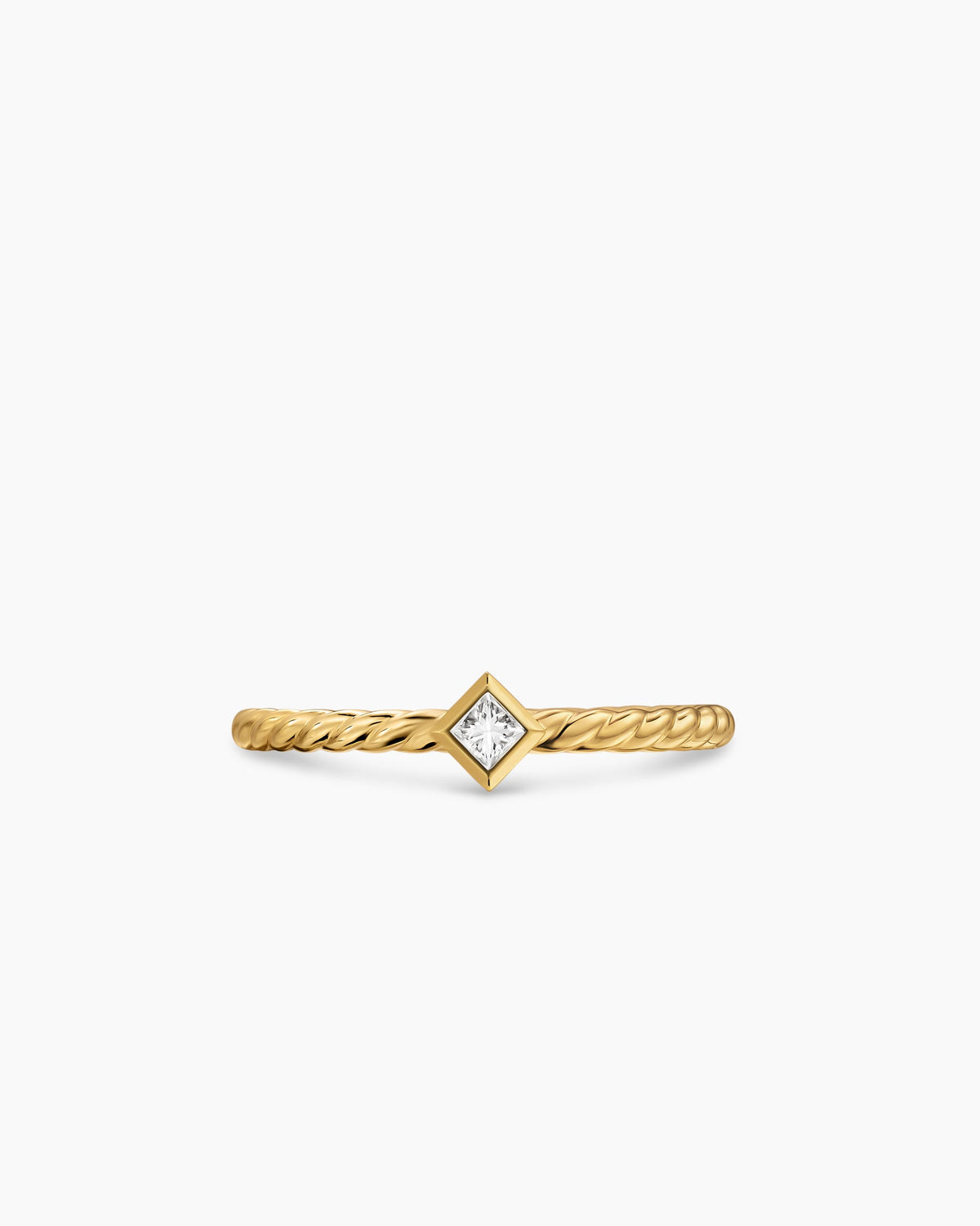 David Yurman Cable Stack Ring in 18K Yellow Gold with Diamond, 1.7mm David Yurman Women’s