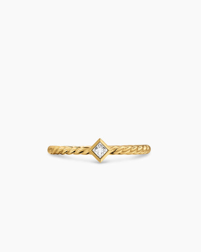 David Yurman Cable Stack Ring in 18K Yellow Gold with Diamond, 1.7mm David Yurman Women’s