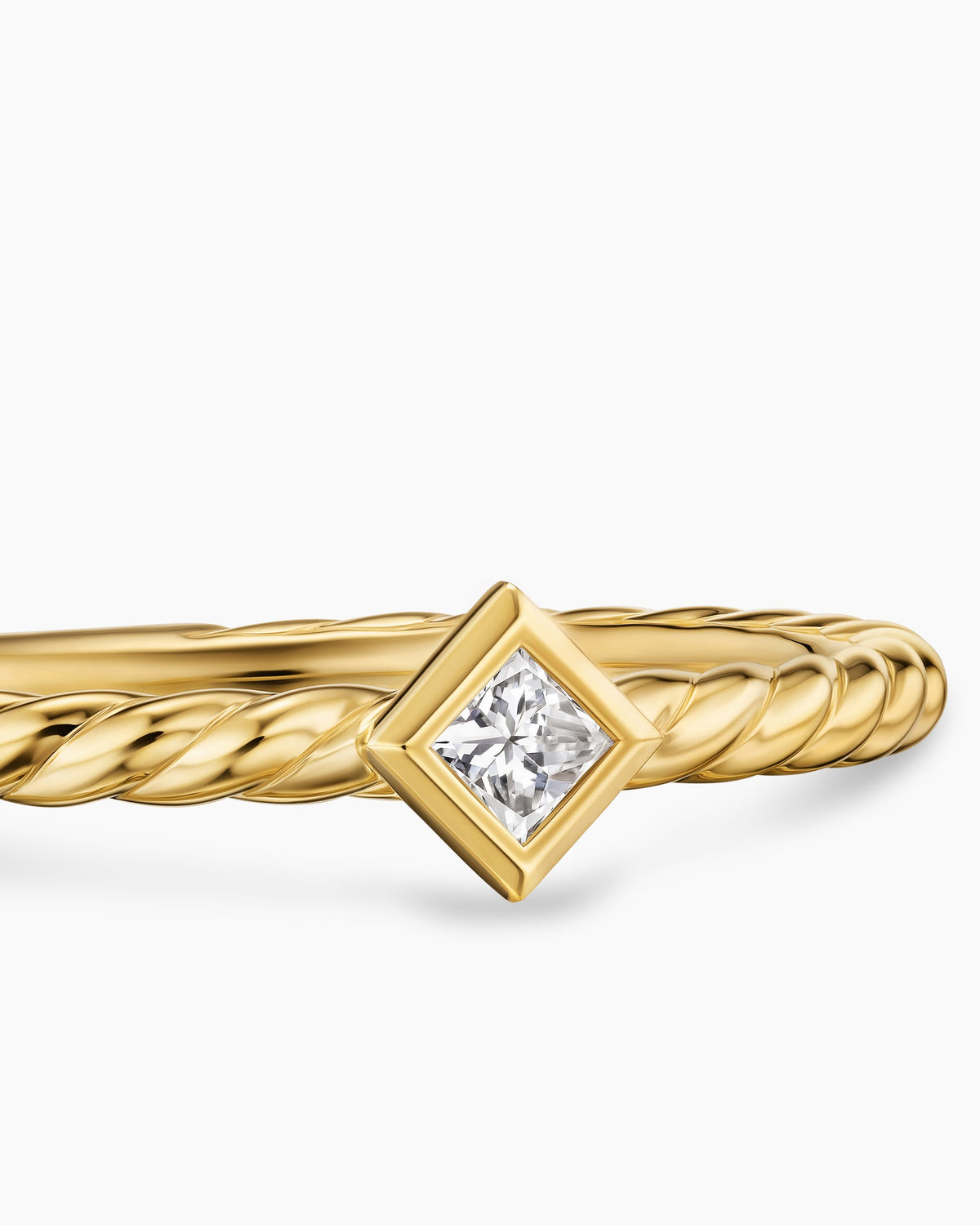 David Yurman Cable Stack Ring in 18K Yellow Gold with Diamond, 1.7mm David Yurman Women’s