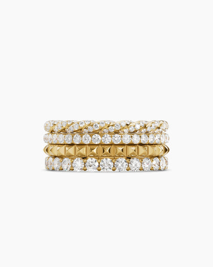 David Yurman Petite Pavé Four Row Pyramid Ring in 18K Yellow Gold with Diamonds, 8.6mm David Yurman Women’s