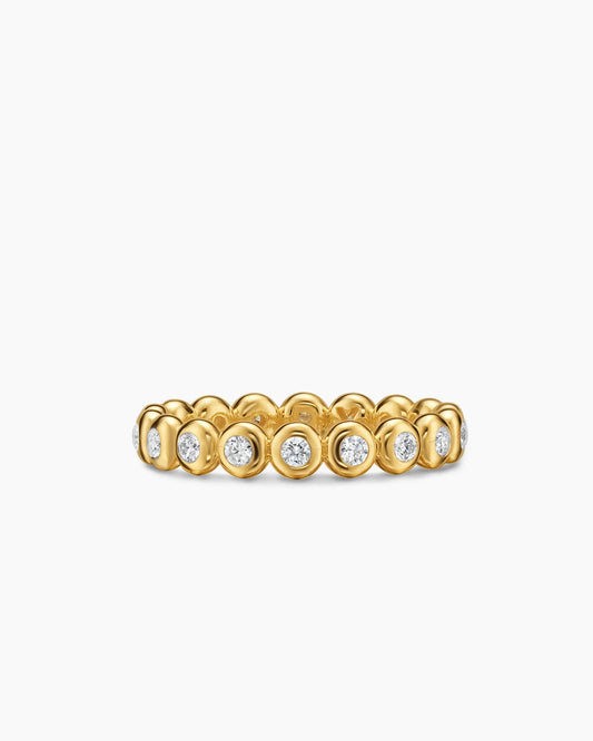 David Yurman Bezel Set Band Ring in 18K Yellow Gold with Diamonds, 3.7mm David Yurman Women’s