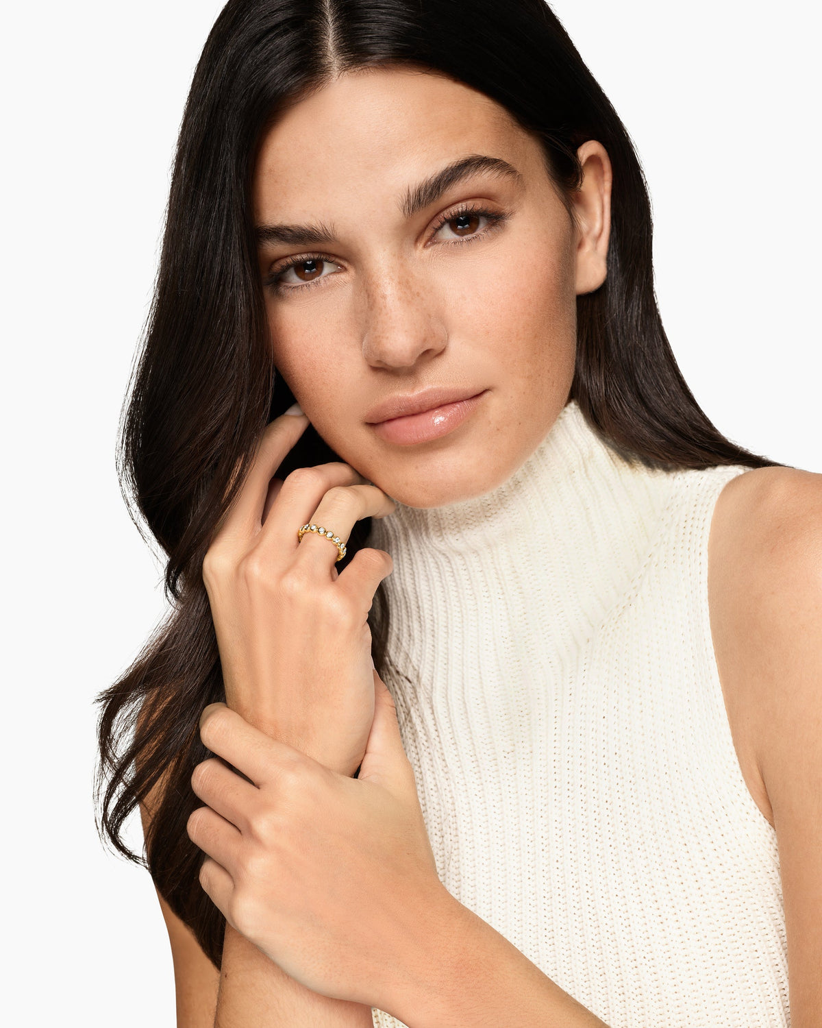 David Yurman Bezel Set Band Ring in 18K Yellow Gold with Diamonds, 3.7mm David Yurman Women’s