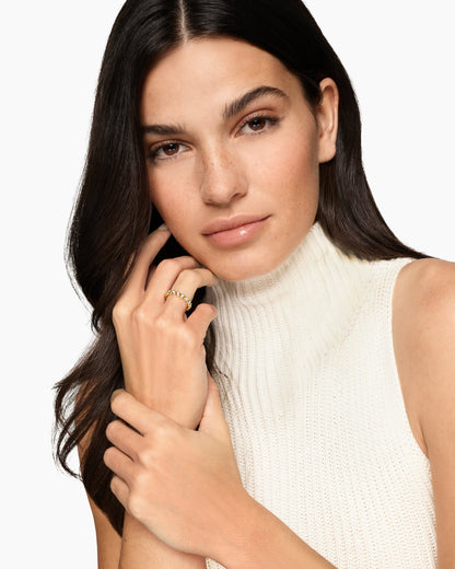 David Yurman Bezel Set Band Ring in 18K Yellow Gold with Diamonds, 3.7mm David Yurman Women’s