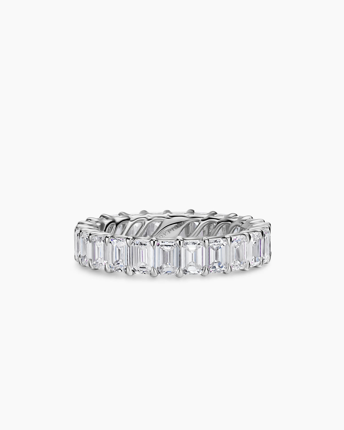 David Yurman Emerald Cut Band Ring in Platinum with Diamonds, 4.2mm David Yurman Women’s|Wedding