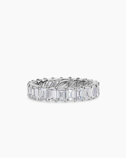 David Yurman Emerald Cut Band Ring in Platinum with Diamonds, 4.2mm David Yurman Women’s|Wedding
