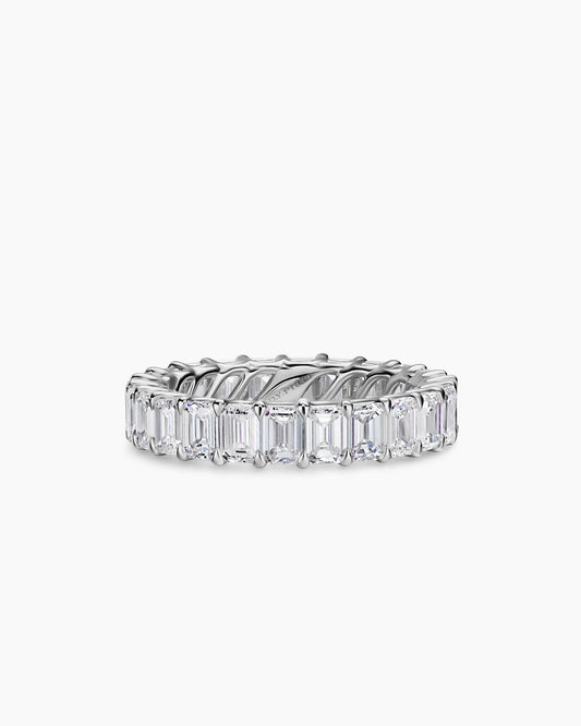 David Yurman Emerald Cut Band Ring in Platinum with Diamonds, 4.2mm David Yurman Women’s|Wedding