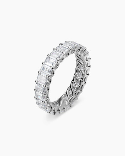 David Yurman Emerald Cut Band Ring in Platinum with Diamonds, 4.2mm David Yurman Women’s|Wedding