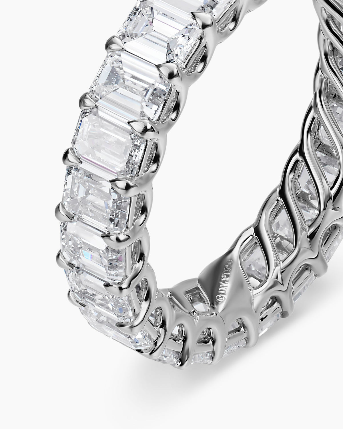David Yurman Emerald Cut Band Ring in Platinum with Diamonds, 4.2mm David Yurman Women’s|Wedding