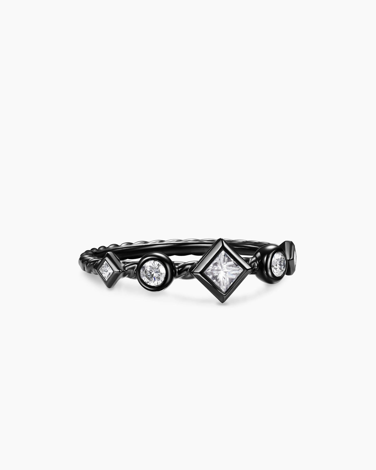David Yurman Cable Band Ring in Black Titanium with Diamonds, 1.7mm David Yurman Women’s