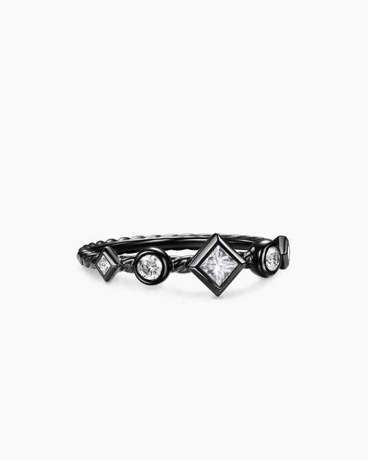 David Yurman Cable Band Ring in Black Titanium with Diamonds, 1.7mm David Yurman Women’s