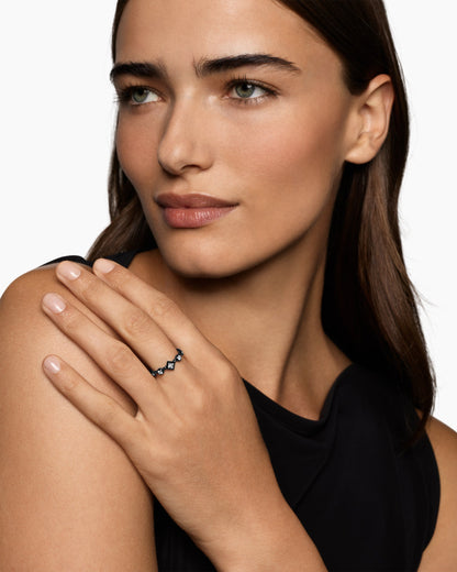 David Yurman Cable Band Ring in Black Titanium with Diamonds, 1.7mm David Yurman Women’s