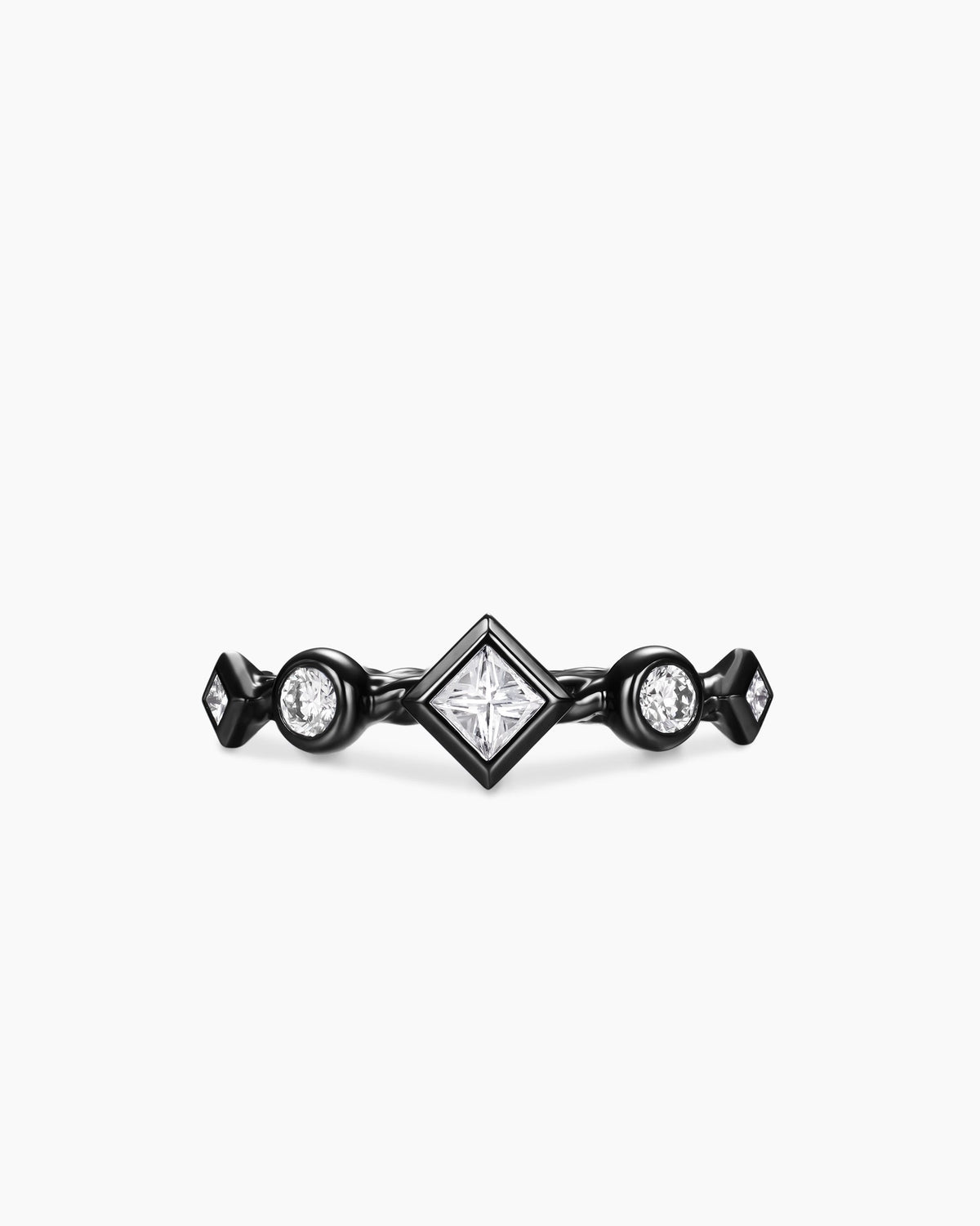 David Yurman Cable Band Ring in Black Titanium with Diamonds, 1.7mm David Yurman Women’s