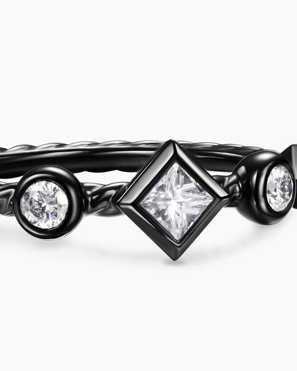 David Yurman Cable Band Ring in Black Titanium with Diamonds, 1.7mm David Yurman Women’s
