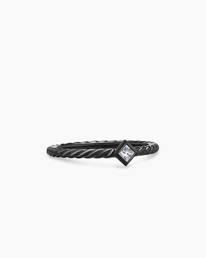 David Yurman Cable Stack Ring in Black Titanium with Diamond, 1.7mm David Yurman Women’s