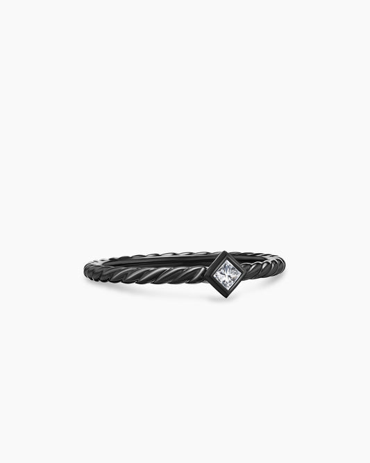 David Yurman Cable Stack Ring in Black Titanium with Diamond, 1.7mm David Yurman Women’s