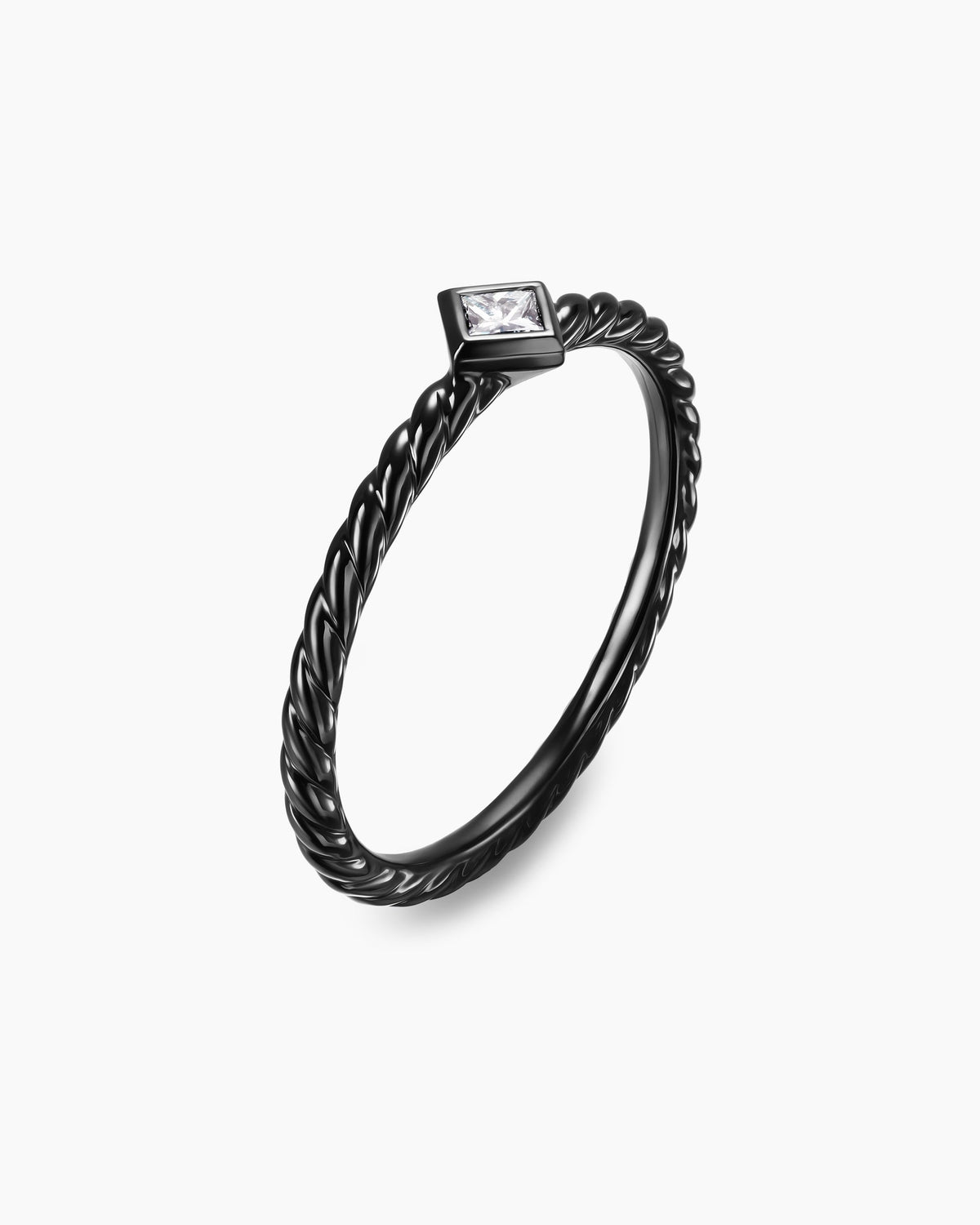David Yurman Cable Stack Ring in Black Titanium with Diamond, 1.7mm David Yurman Women’s