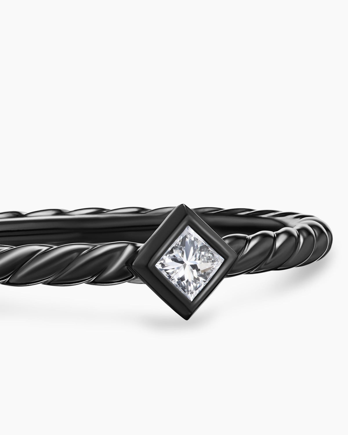David Yurman Cable Stack Ring in Black Titanium with Diamond, 1.7mm David Yurman Women’s