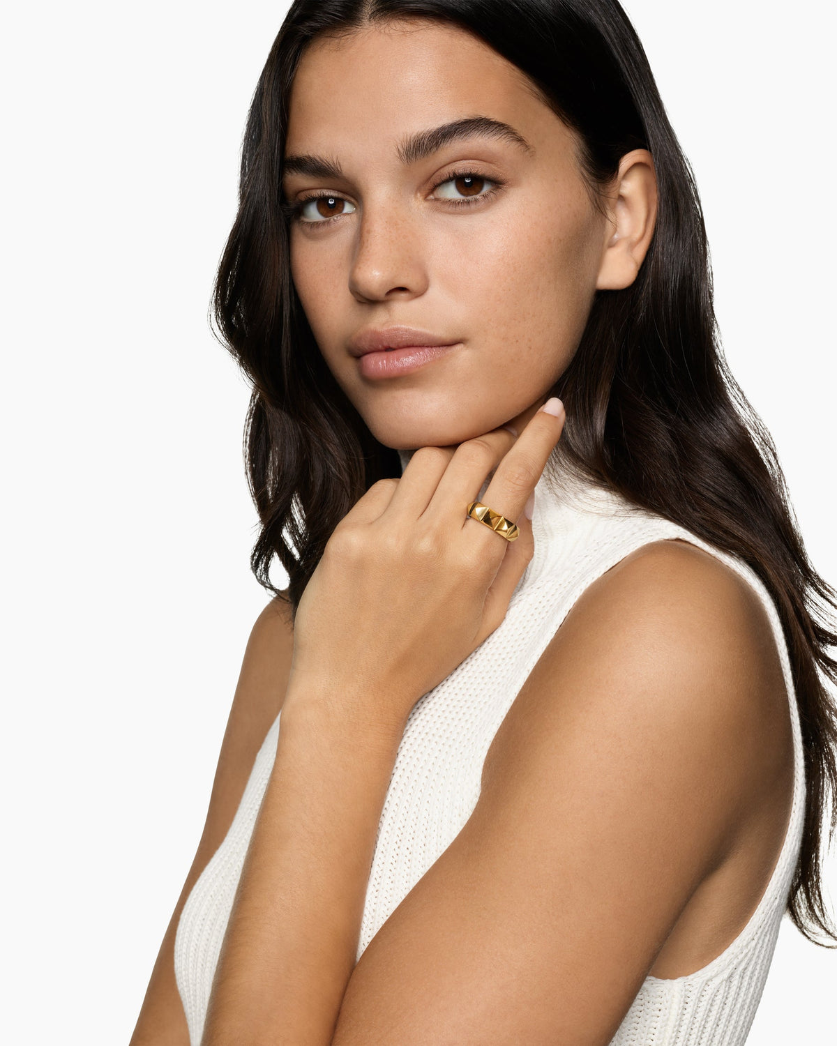 David Yurman Pyramid Band Ring in 18K Yellow Gold, 6.5mm David Yurman Women’s