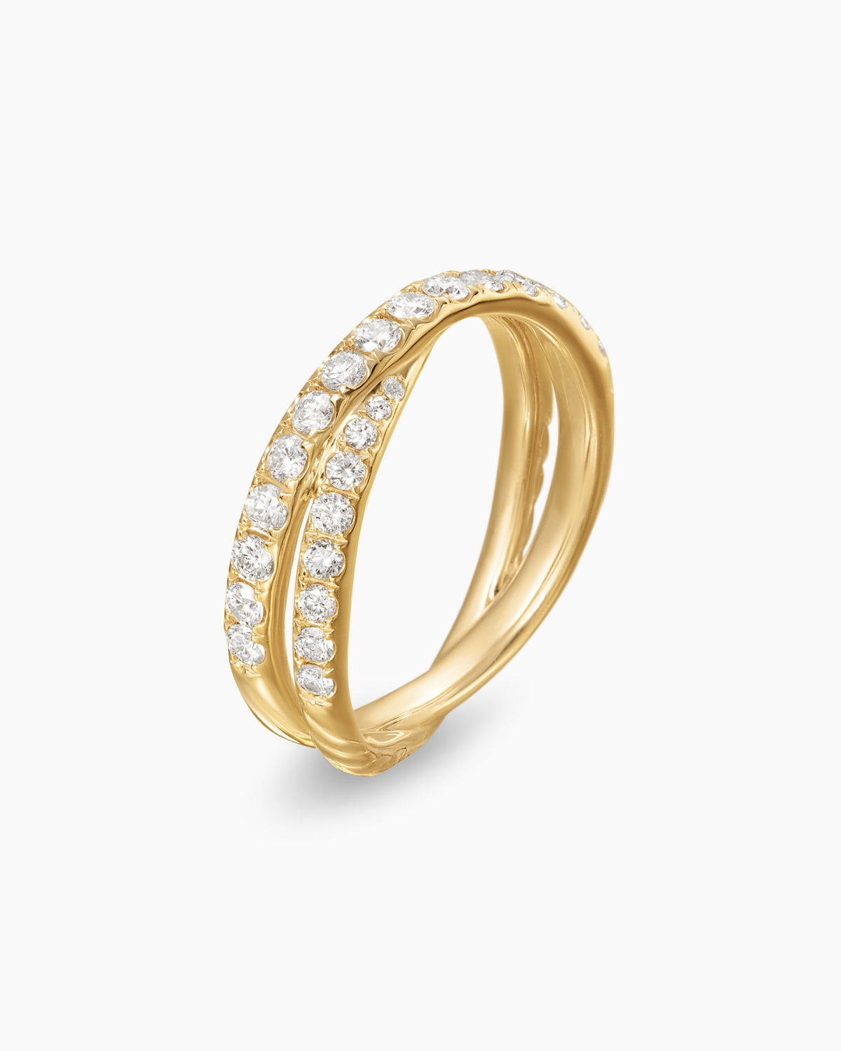David Yurman Pavé Crossover Ring in 18K Yellow Gold with Diamonds, 6mm David Yurman Women’s