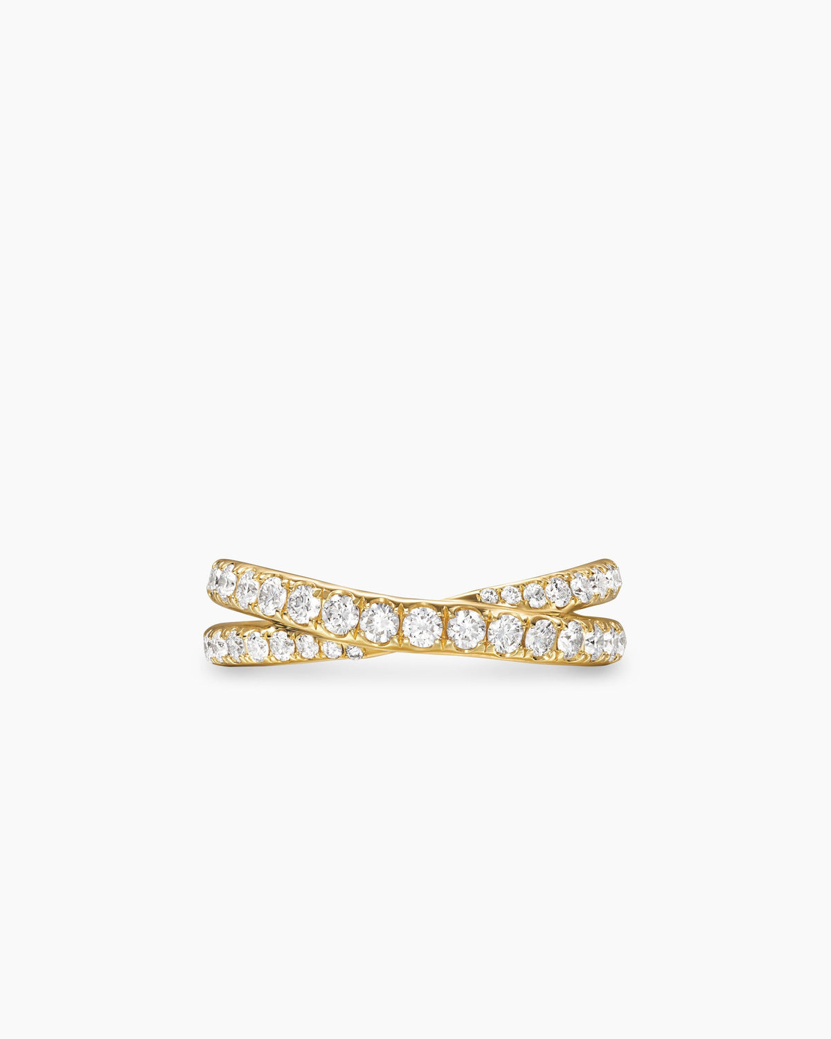 David Yurman Pavé Crossover Ring in 18K Yellow Gold with Diamonds, 6mm David Yurman Women’s