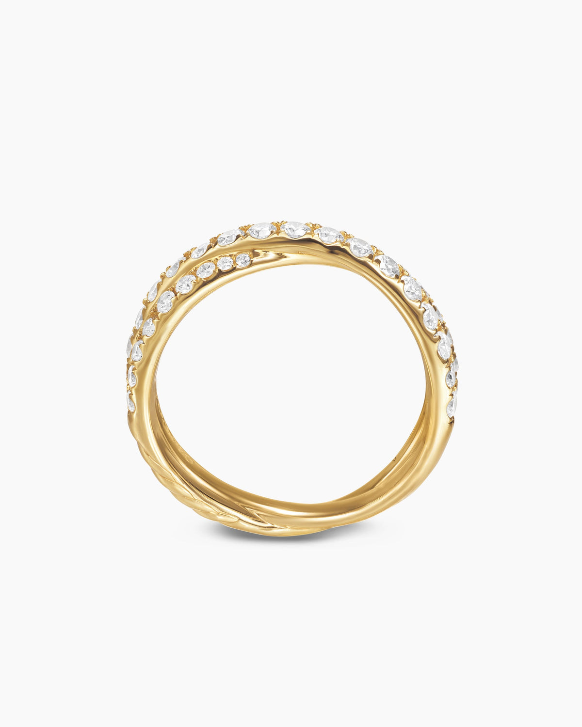 David Yurman Pavé Crossover Ring in 18K Yellow Gold with Diamonds, 6mm David Yurman Women’s