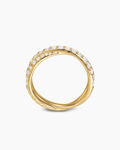 David Yurman Pavé Crossover Ring in 18K Yellow Gold with Diamonds, 6mm David Yurman Women’s