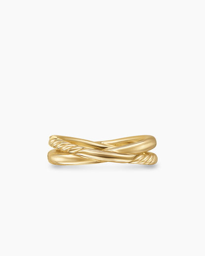 David Yurman Pavé Crossover Ring in 18K Yellow Gold with Diamonds, 6mm David Yurman Women’s
