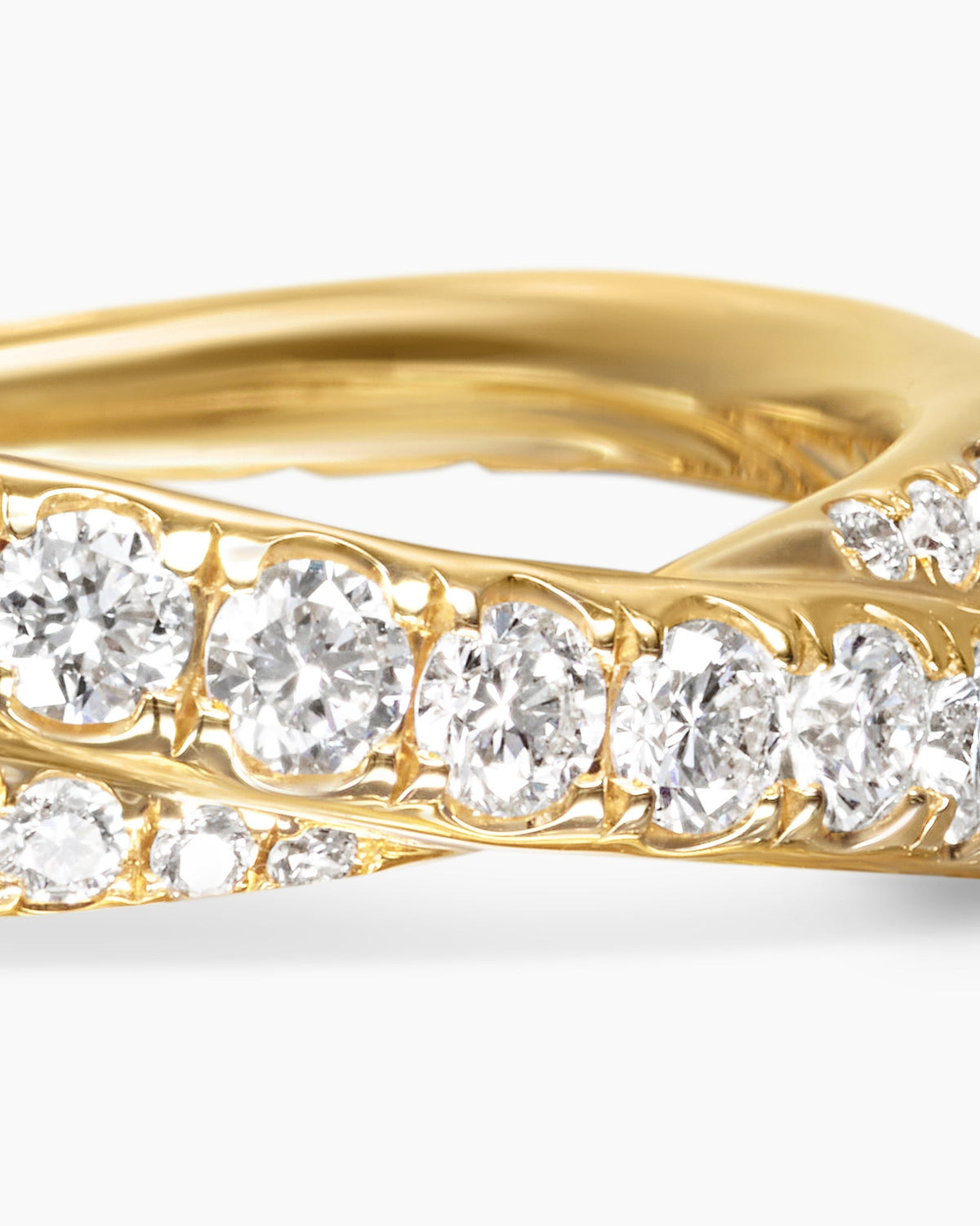 David Yurman Pavé Crossover Ring in 18K Yellow Gold with Diamonds, 6mm David Yurman Women’s