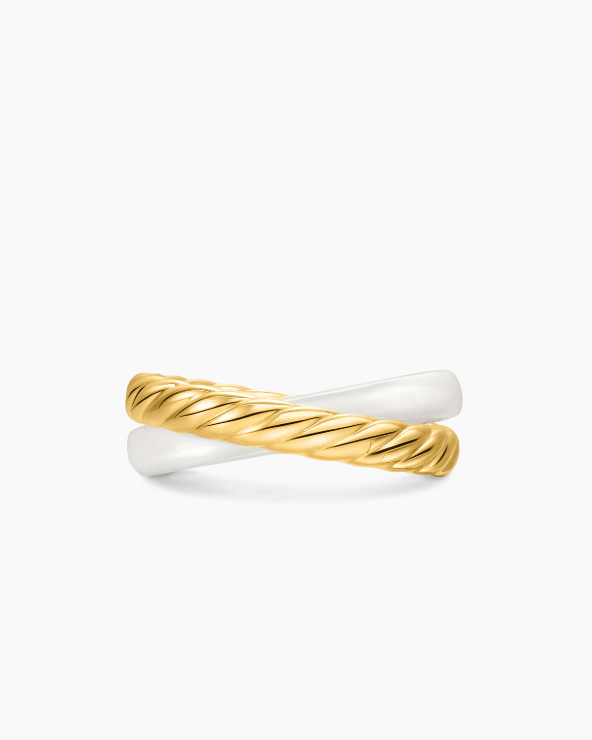 David Yurman Crossover Two Row Rotating Ring in 18K Yellow Gold with Ceramic, 7mm David Yurman Women’s