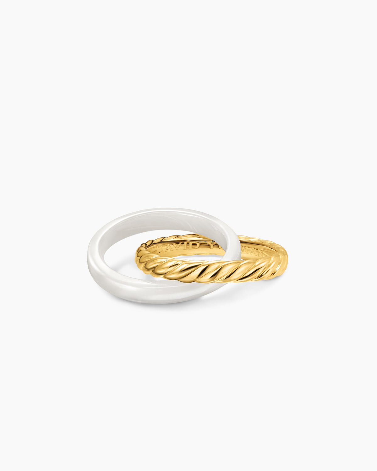 David Yurman Crossover Two Row Rotating Ring in 18K Yellow Gold with Ceramic, 7mm David Yurman Women’s