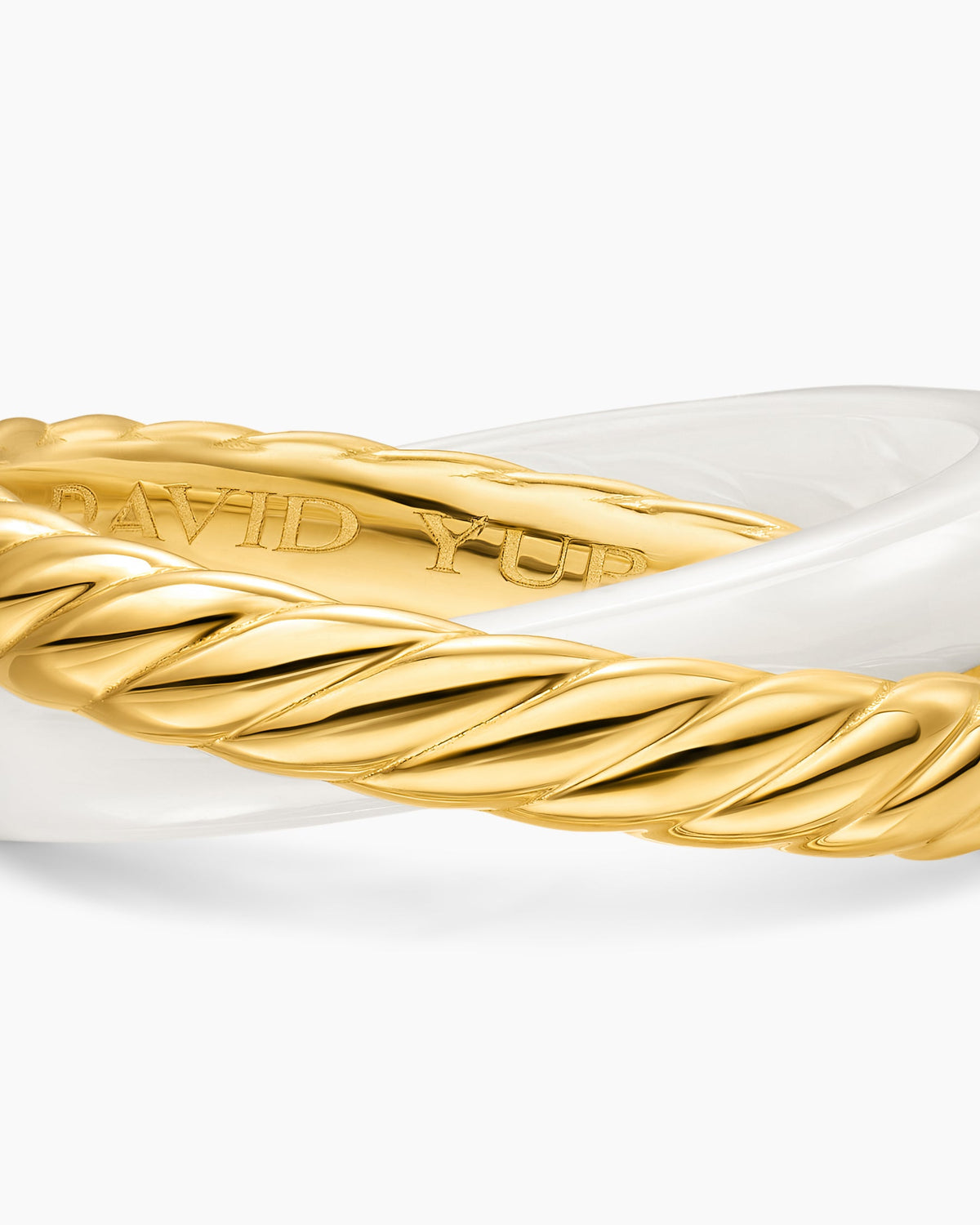 David Yurman Crossover Two Row Rotating Ring in 18K Yellow Gold with Ceramic, 7mm David Yurman Women’s